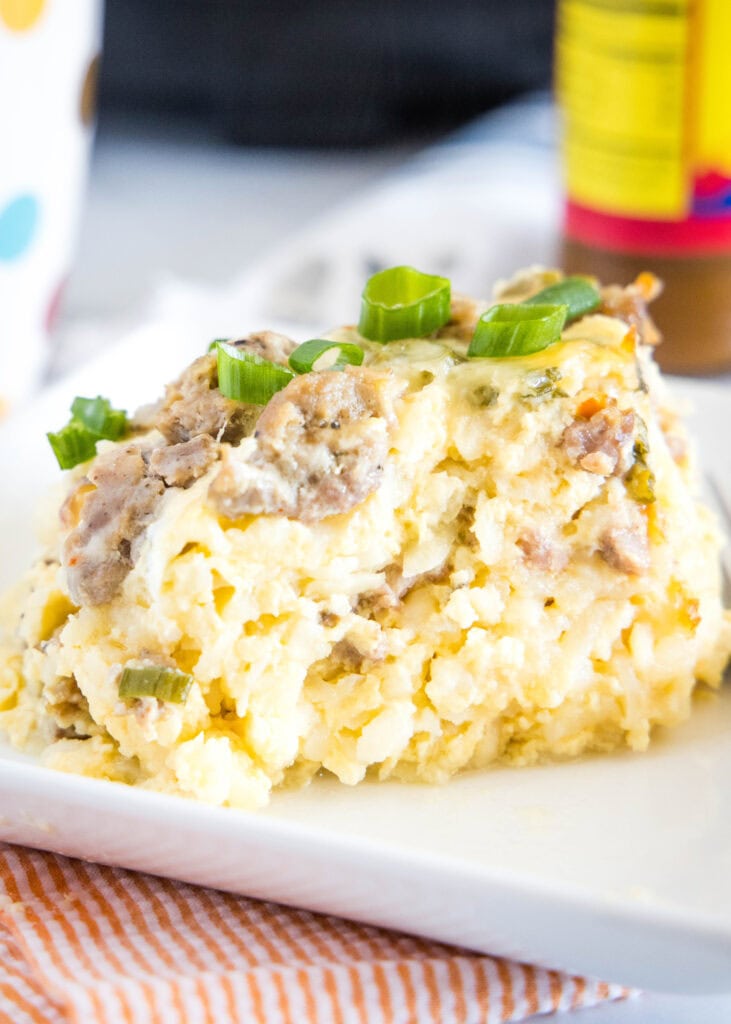 sausage breakfast casserole on plate