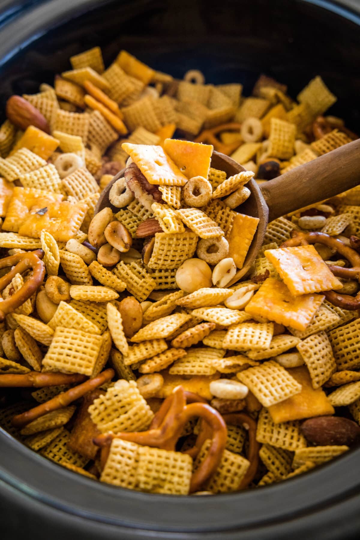 crock pot chex mix in the crock pot