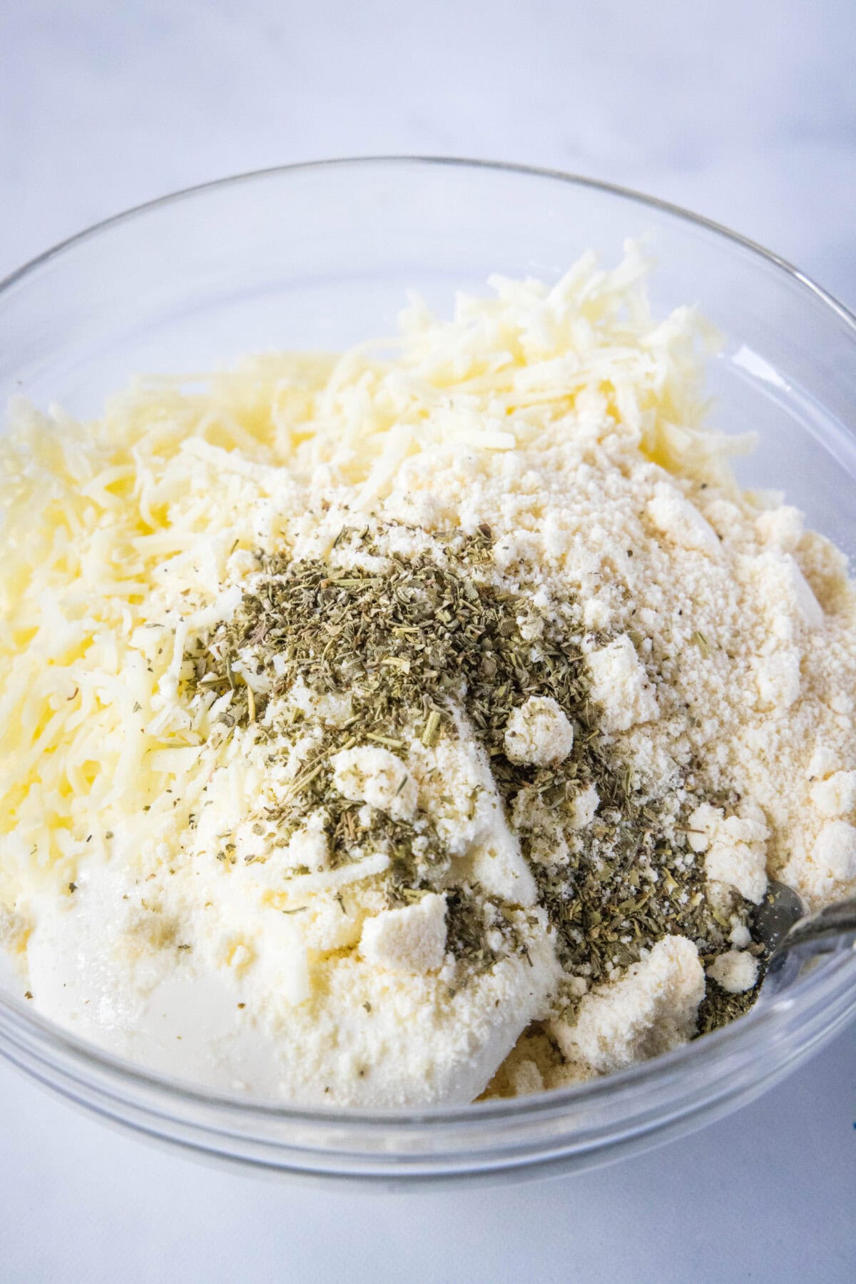 ricotta cheese topping ingredients in a bowl