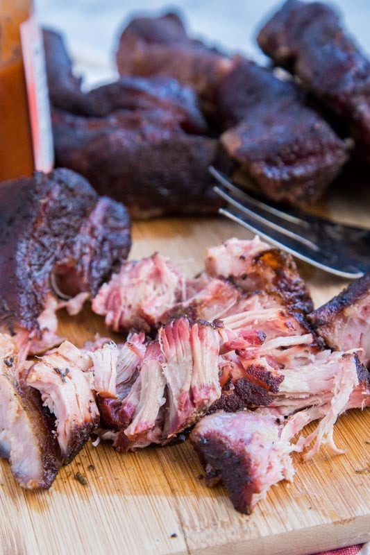 country style ribs on cutting board with fork
