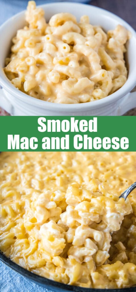 close up creamy mac and cheese made on the smoker