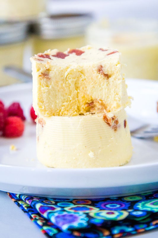 egg bites stacked on top of each other on white plate