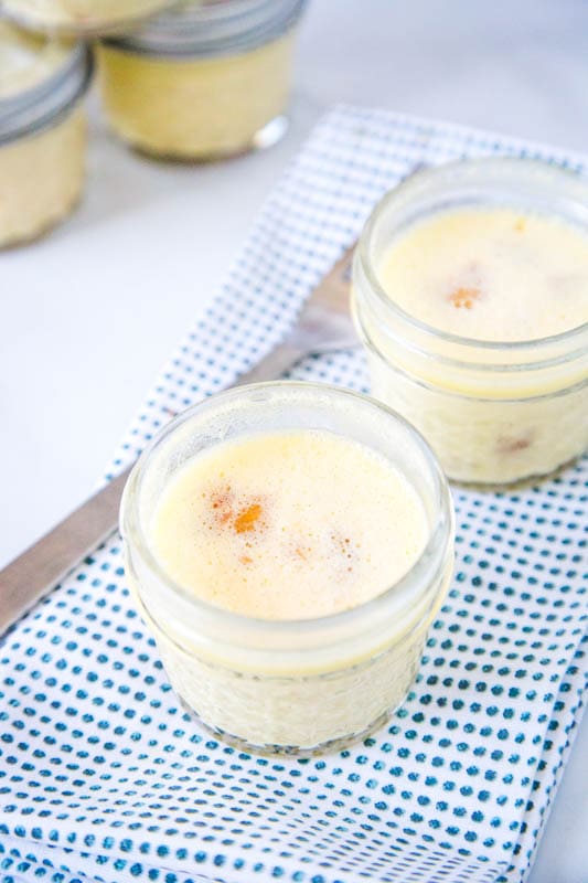 egg bites in a glass jar on a table