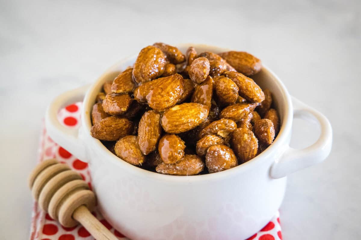 Spicy Honey Roasted Almonds – Sweet, spicy, and perfectly crunchy, these honey-roasted almonds come together in just 15 minutes.