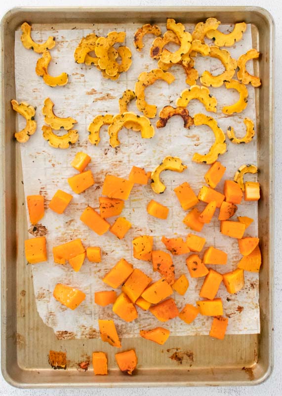 roasted squash on baking tray