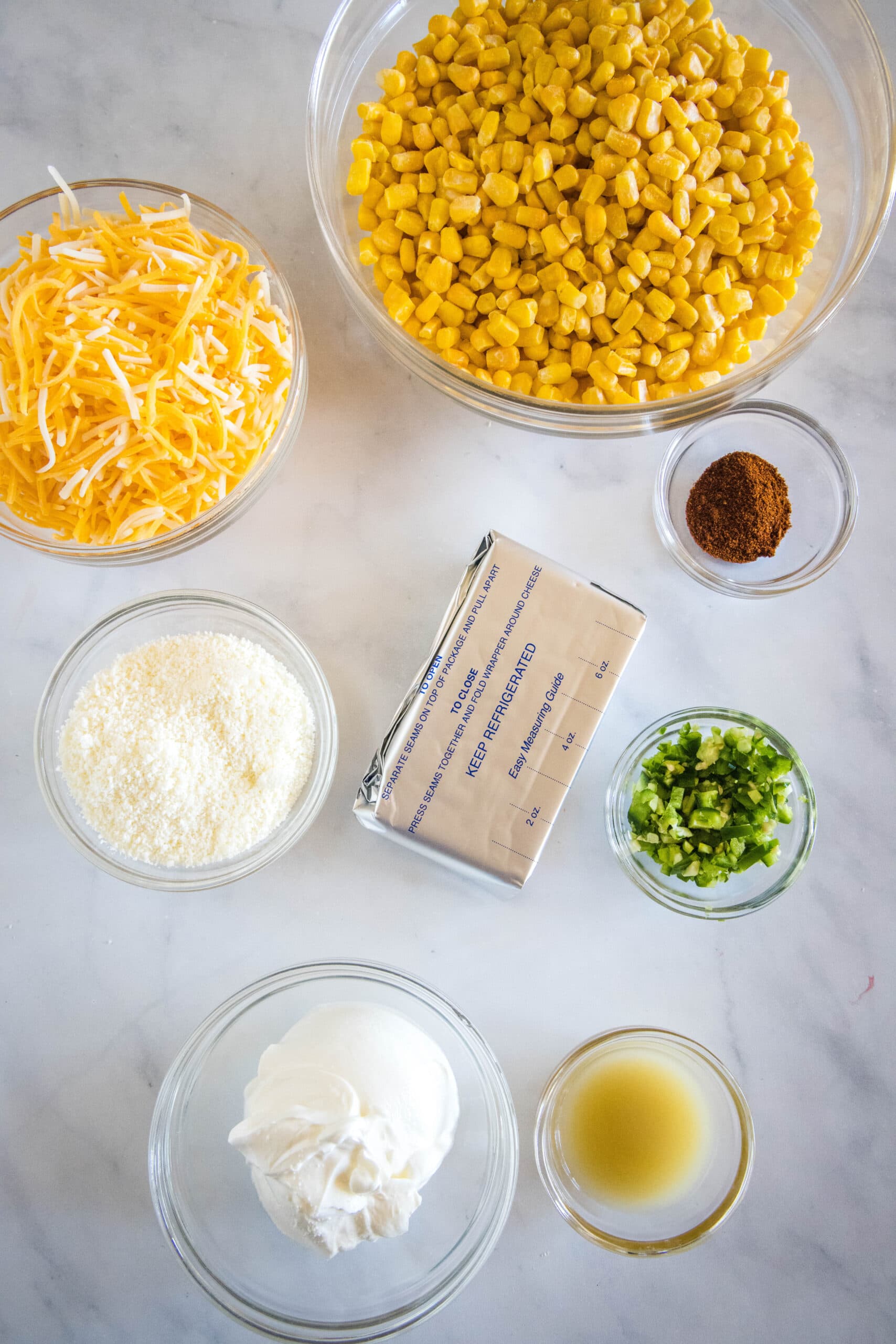 Ingredients for Mexican street corn dip.