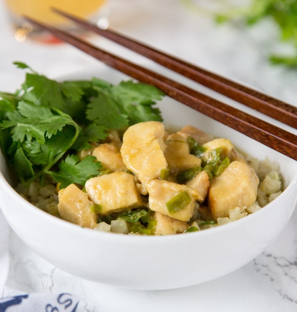bowl of chicken curry with cilantro