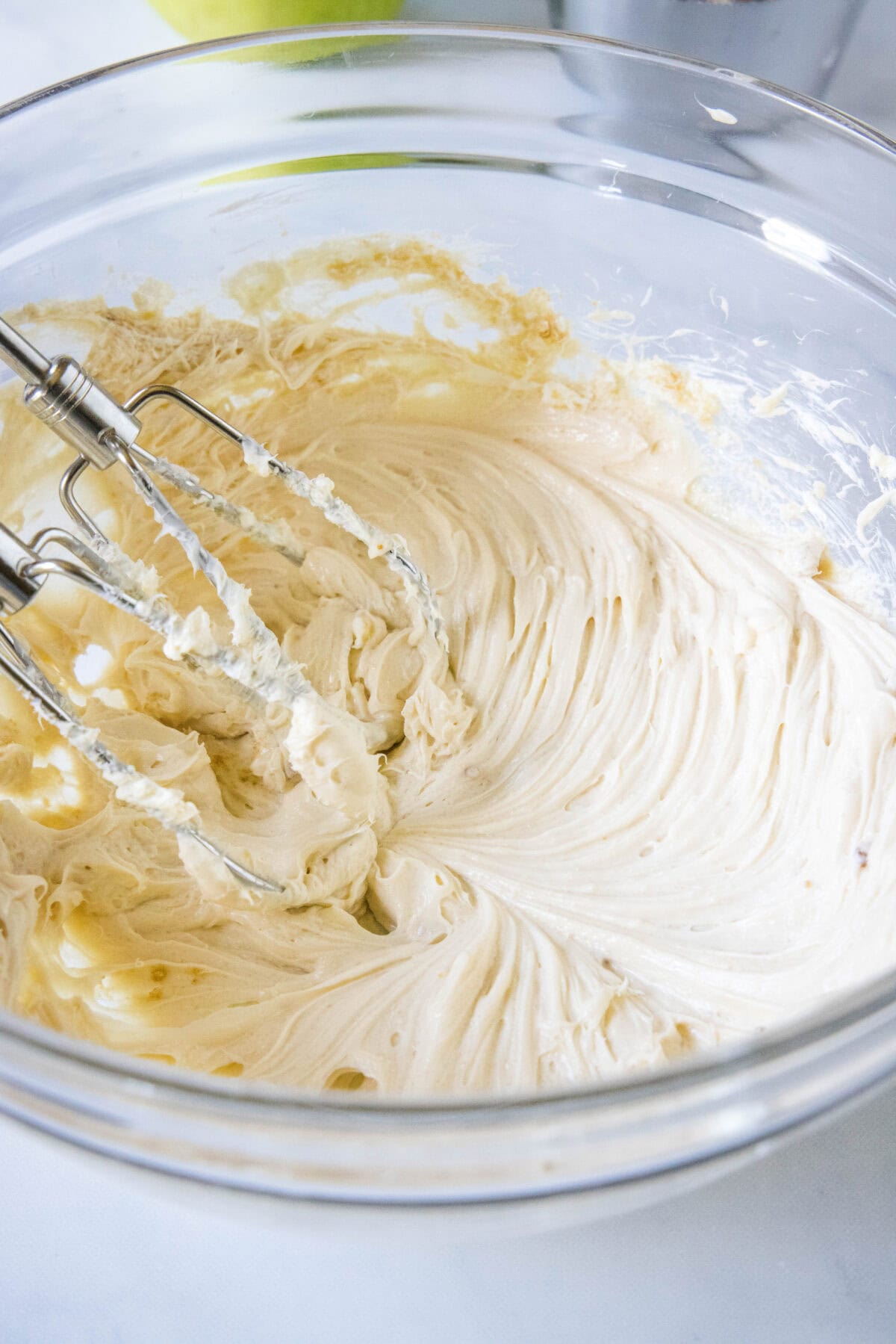 cream cheese, brown sugar and vanilla creamed together in a bowl