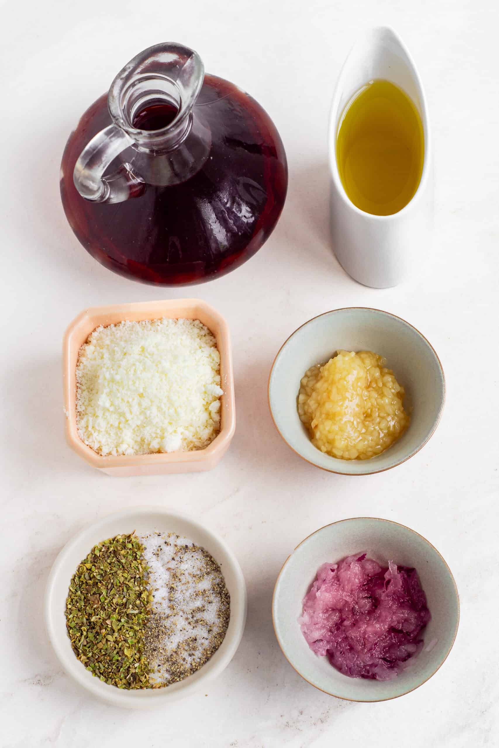 Red wine vinaigrette ingredients.