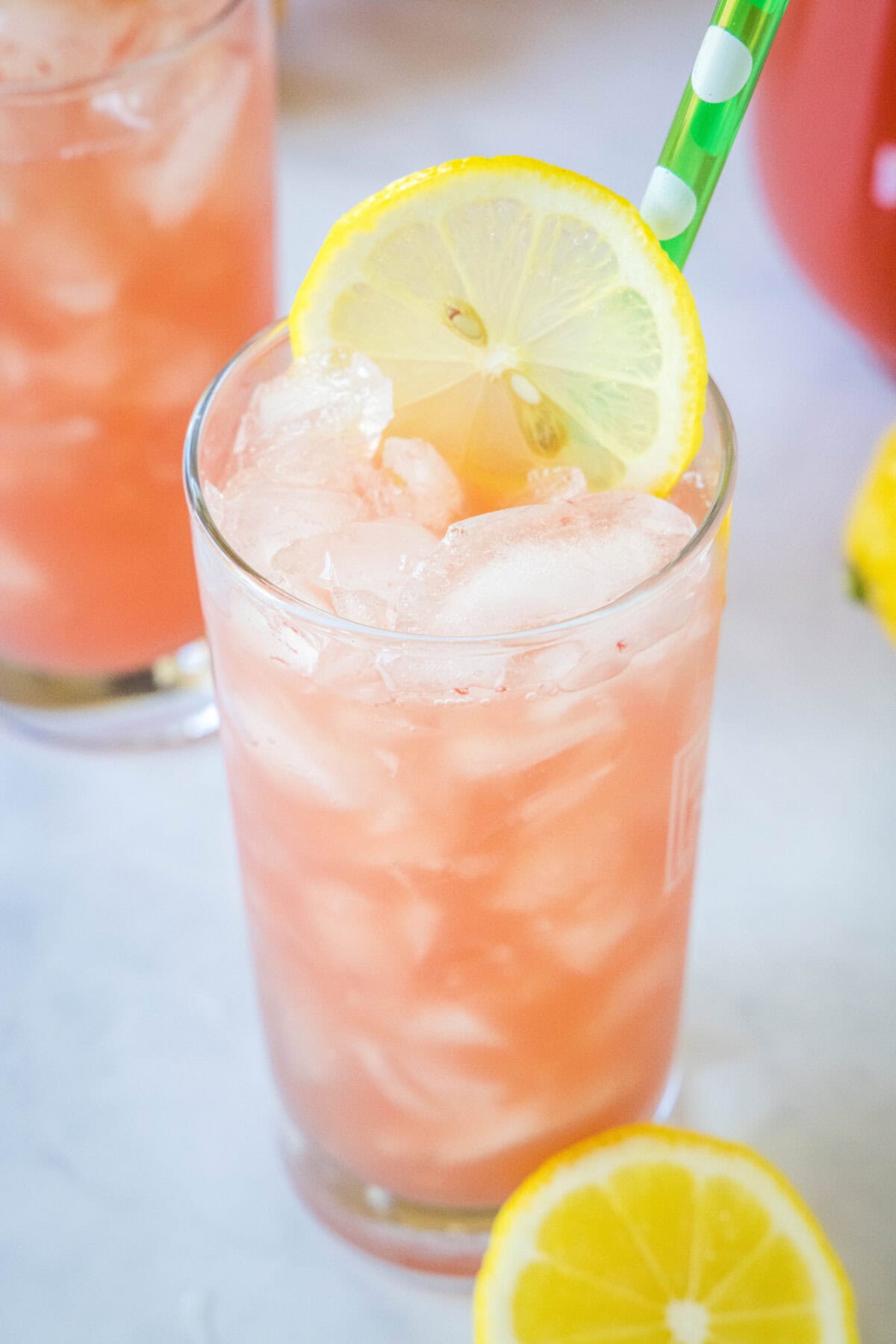 looking down on a glass of watermelon lemonade