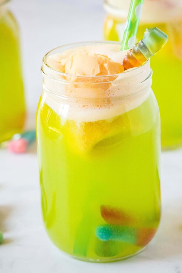 cropped in close up witches brew for halloween kids drink