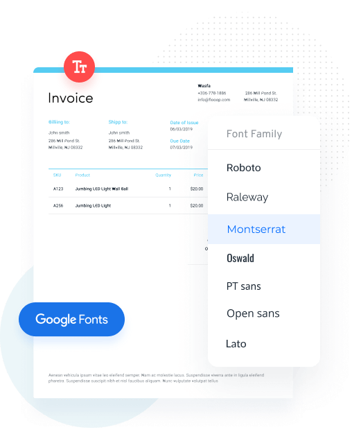 WooCommerce PDF Invoices and Packing Slips - Built-in Support for Templates with Multiple Google Fonts